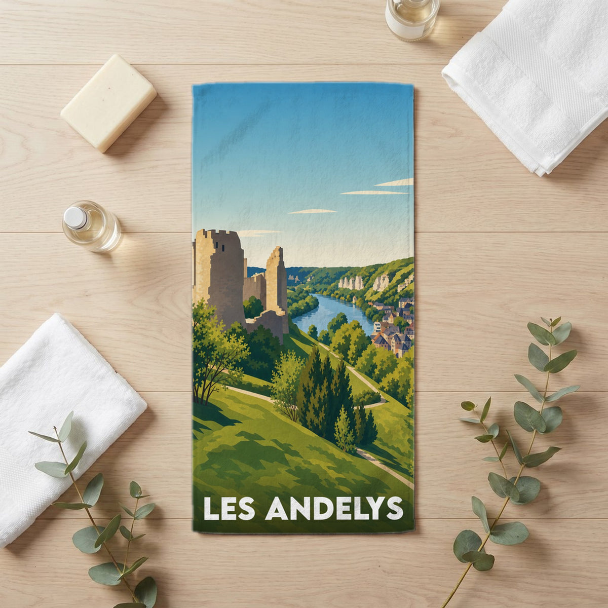 Serviette de bain 30 cm x 60 cm souvenir de Les Andelys