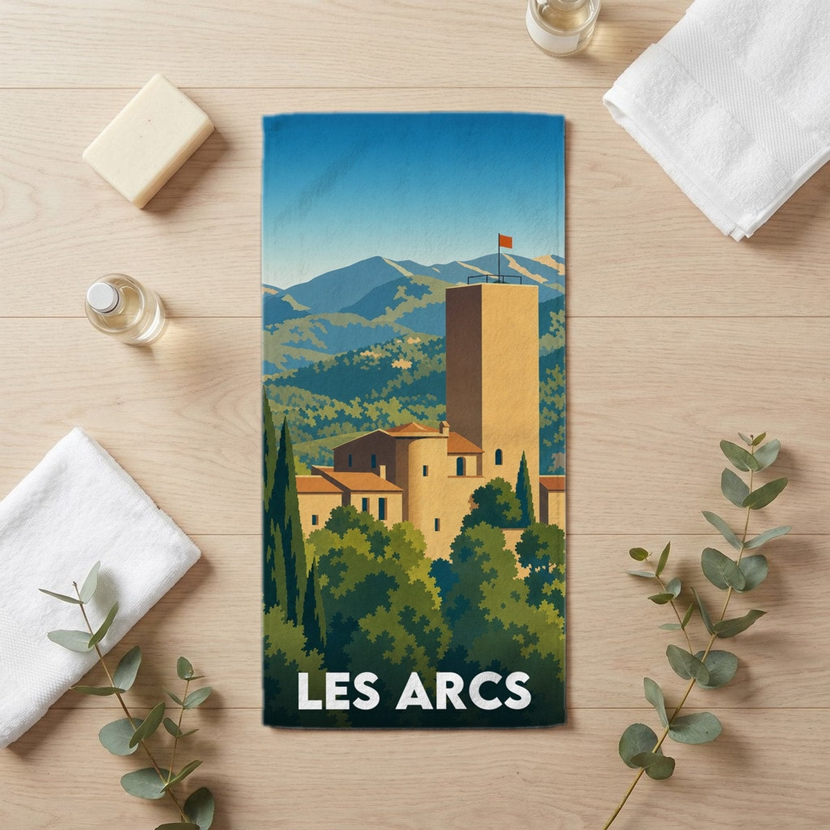 Serviette de bain 30 cm x 60 cm souvenir de Les Arcs