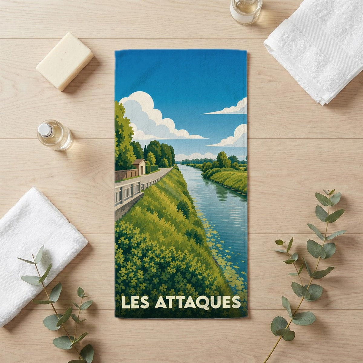 Serviette de bain 30 cm x 60 cm souvenir de Les Attaques