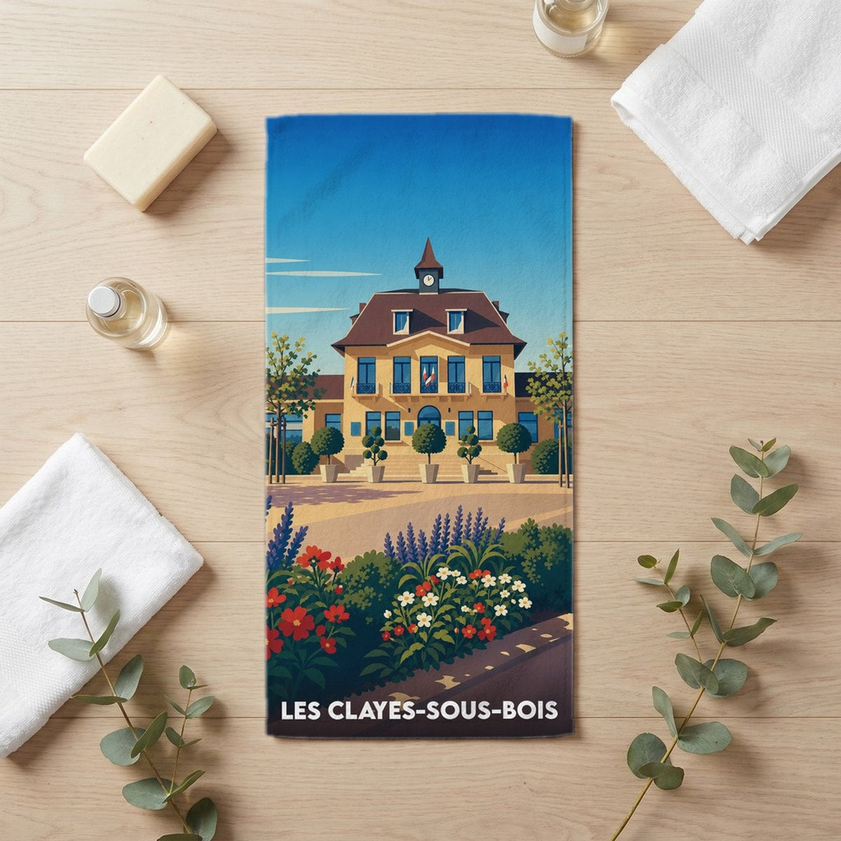 Serviette de bain 30 cm x 60 cm souvenir de Les Clayes-sous-Bois