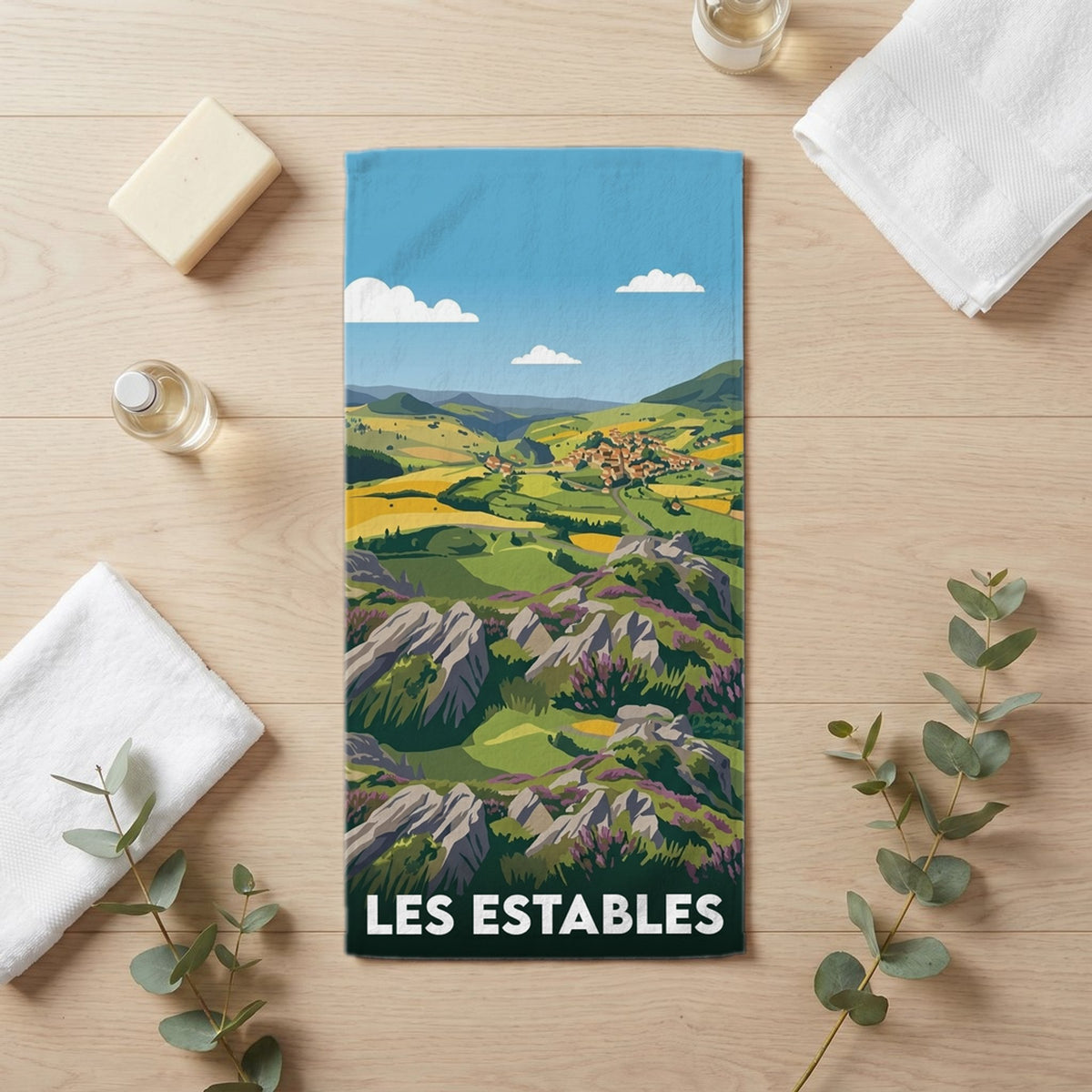 Serviette de bain 30 cm x 60 cm souvenir de Les Estables