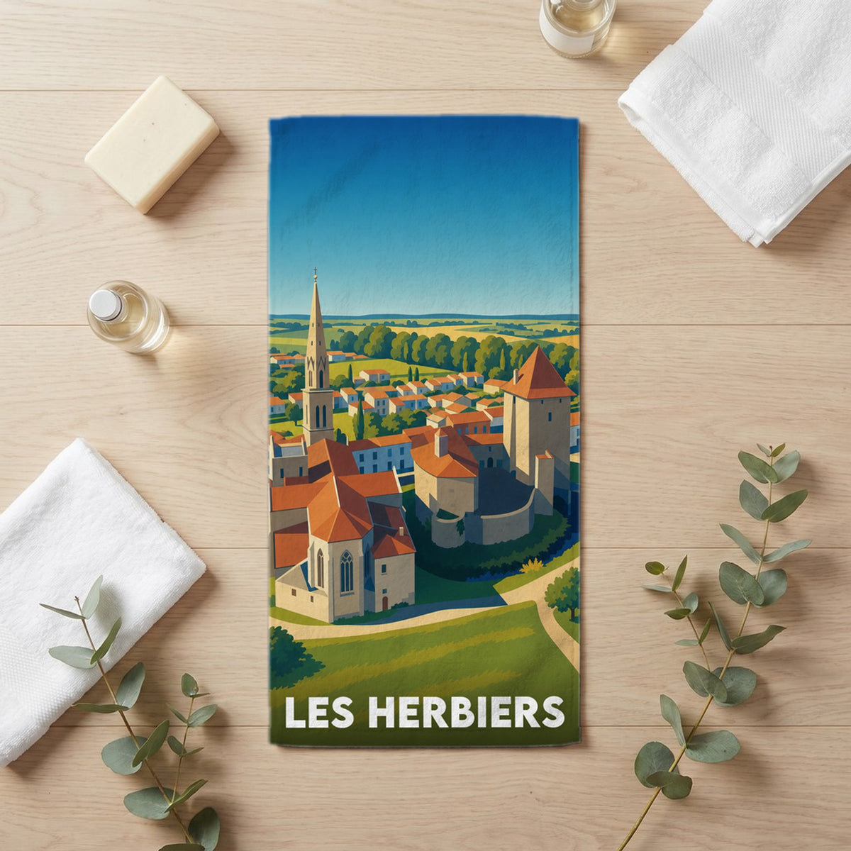Serviette de bain 30 cm x 60 cm souvenir de Les Herbiers