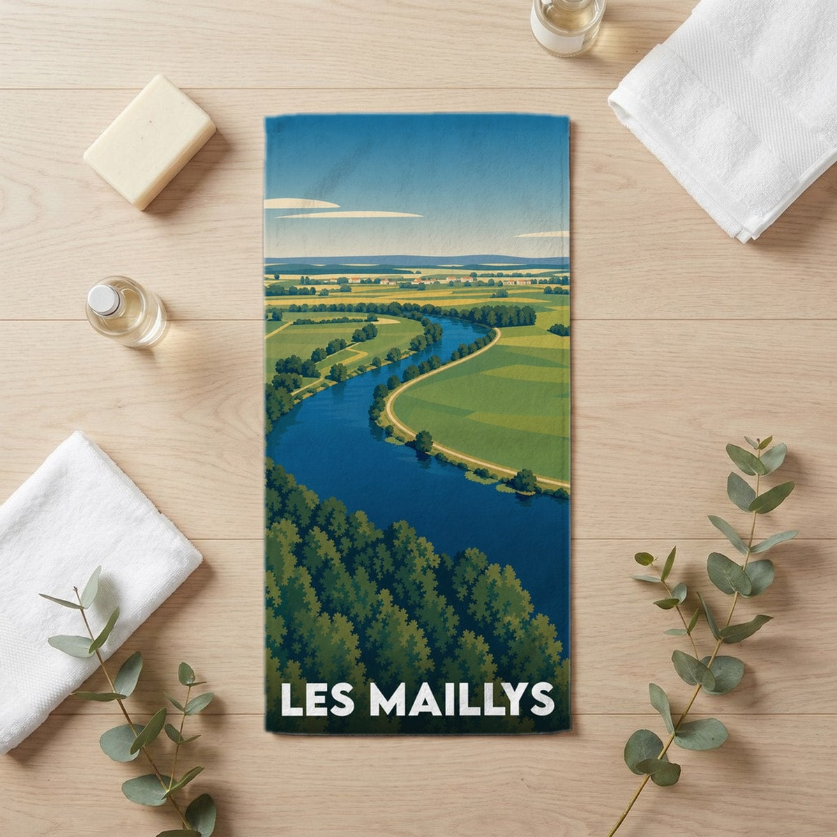 Serviette de bain 30 cm x 60 cm souvenir de Les Maillys