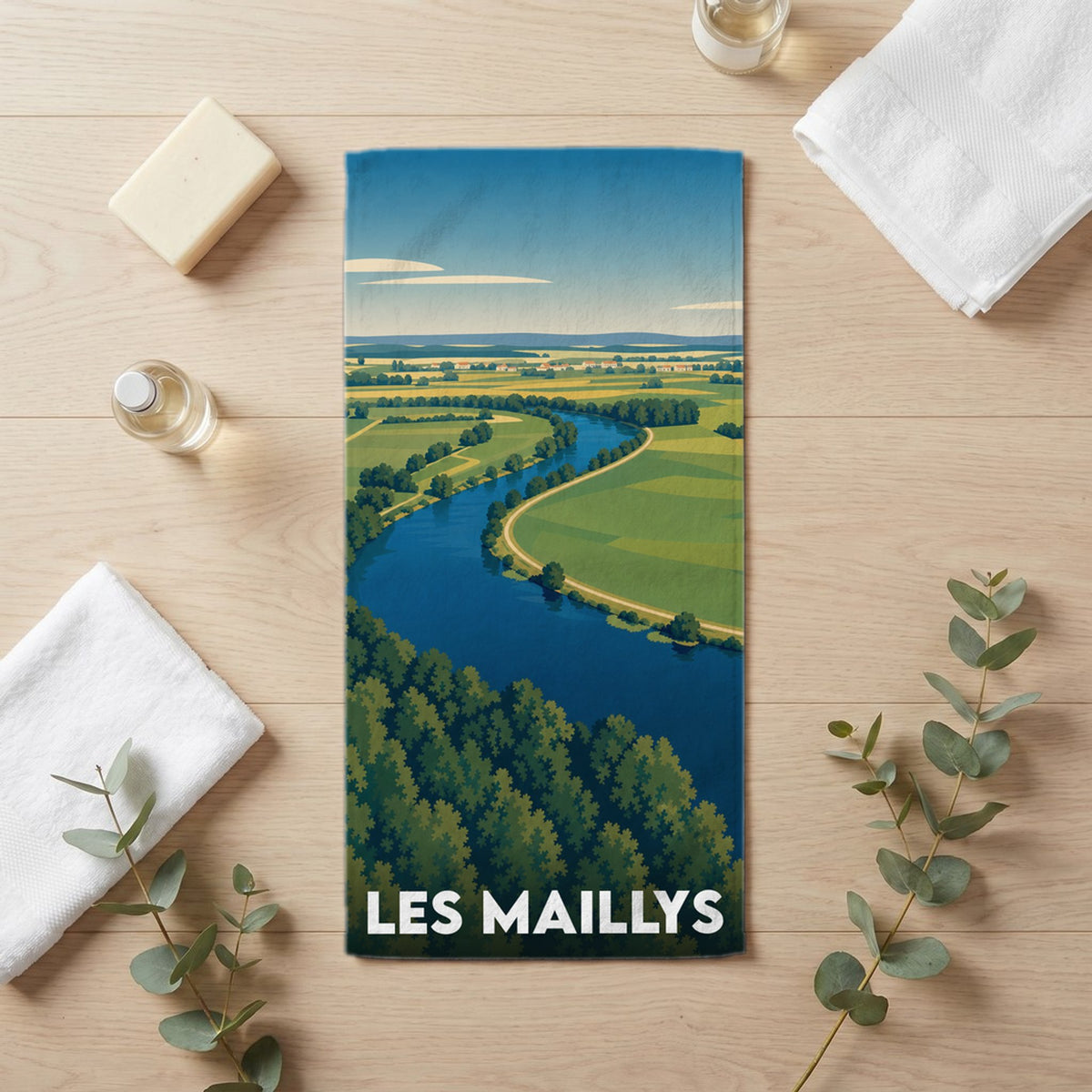 Serviette de bain 30 cm x 60 cm souvenir de Les Maillys