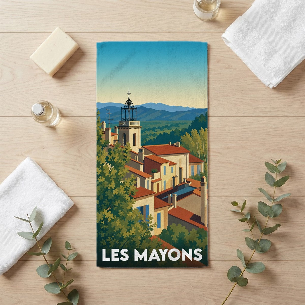 Serviette de bain 30 cm x 60 cm souvenir de Les Mayons