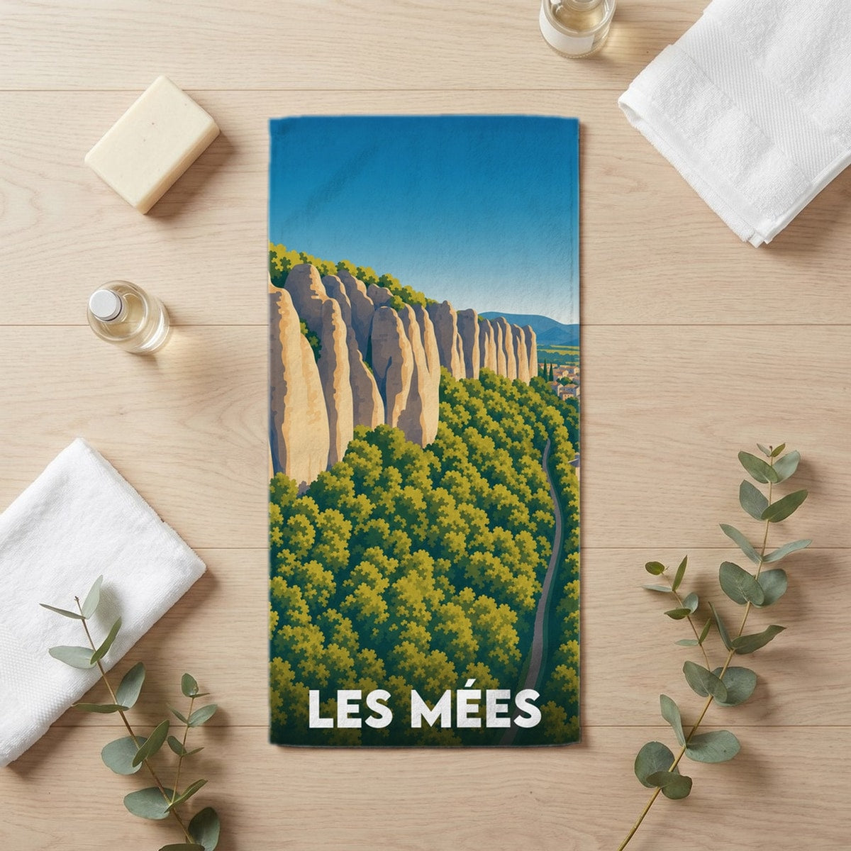 Serviette de bain 30 cm x 60 cm souvenir de Les Mées