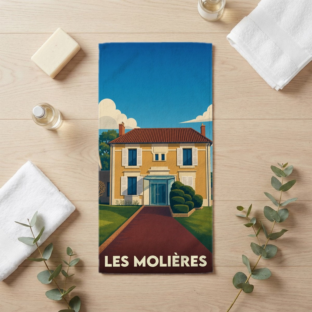 Serviette de bain 30 cm x 60 cm souvenir de Les Molières