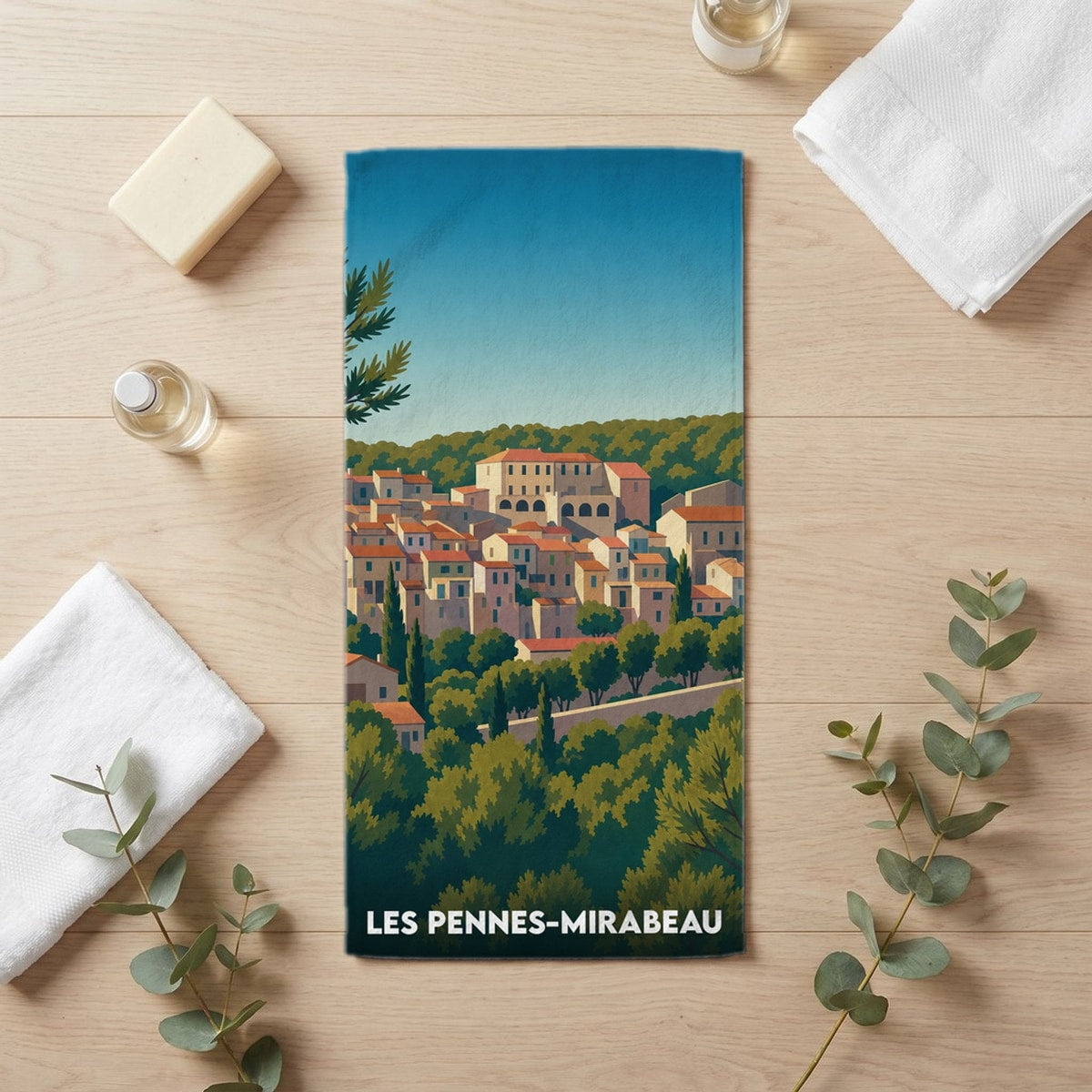 Serviette de bain 30 cm x 60 cm souvenir de Les Pennes-Mirabeau