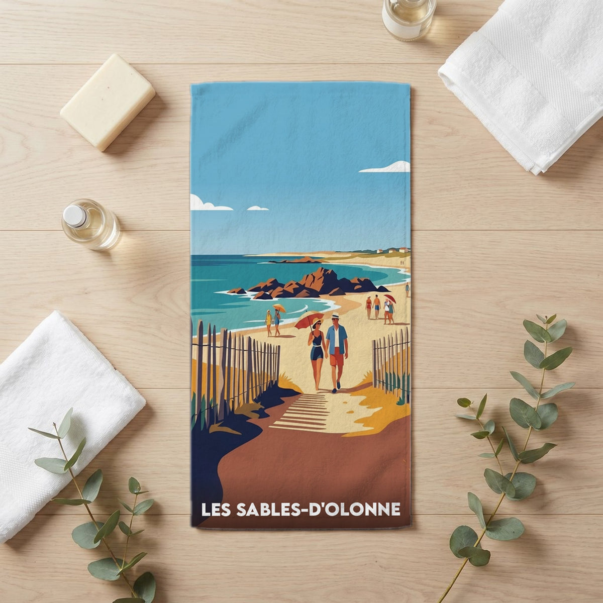 Serviette de bain 30 cm x 60 cm souvenir de Les Sables-d'Olonne