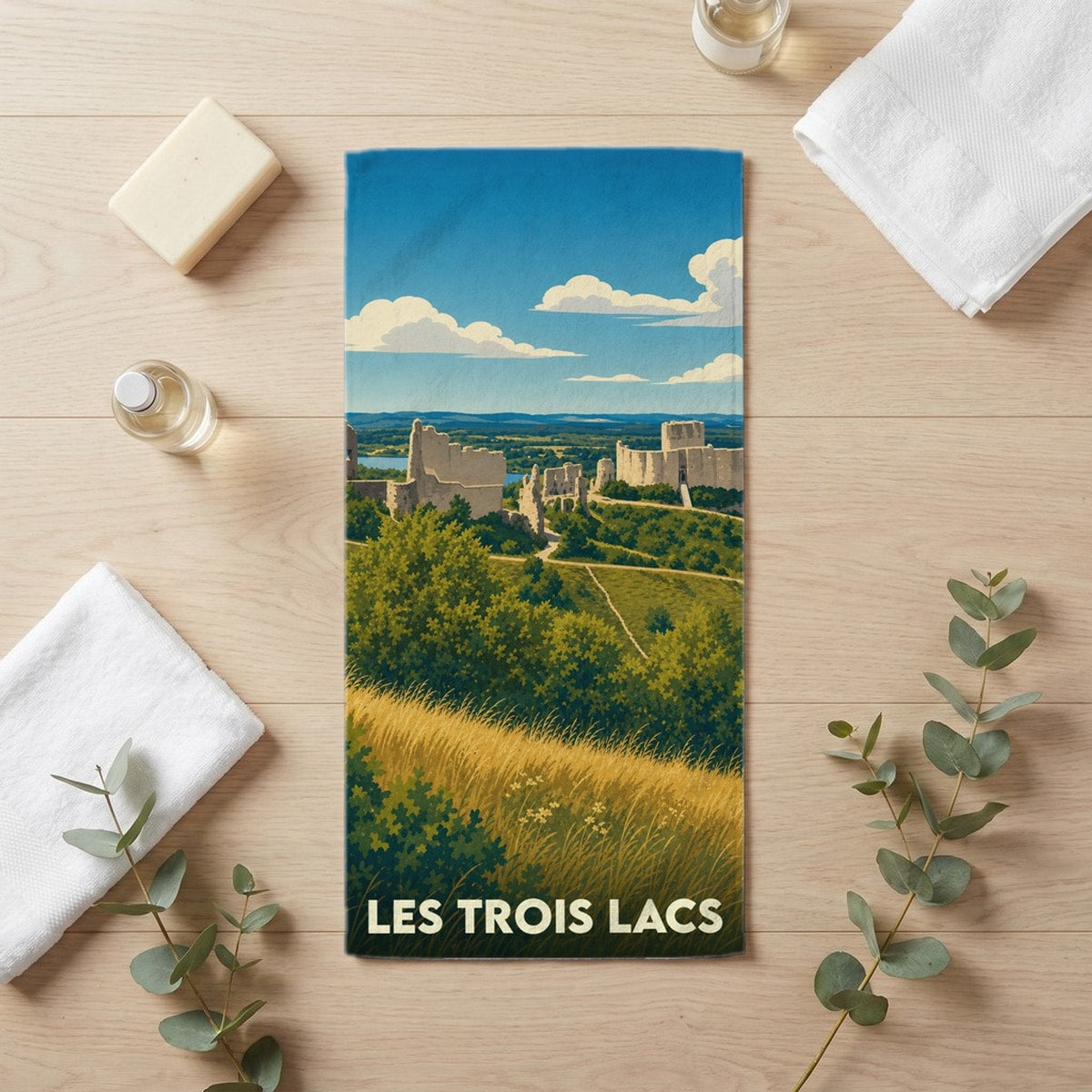 Serviette de bain 30 cm x 60 cm souvenir de Les Trois Lacs