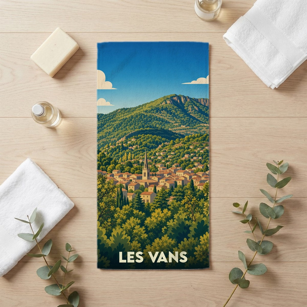 Serviette de bain 30 cm x 60 cm souvenir de Les Vans
