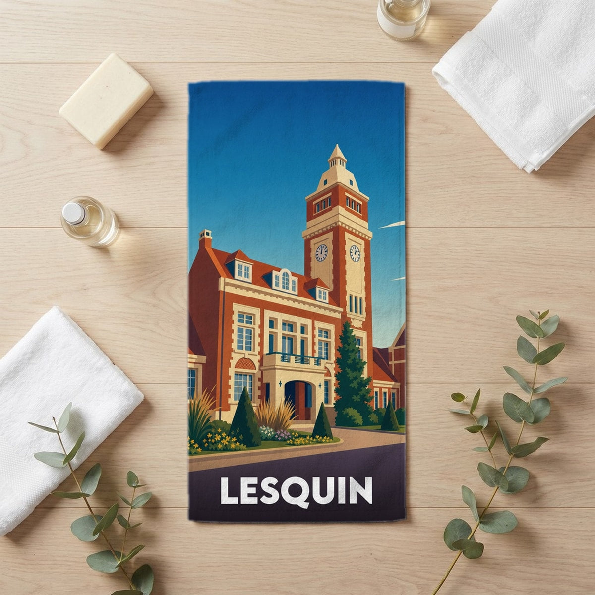 Serviette de bain 30 cm x 60 cm souvenir de Lesquin