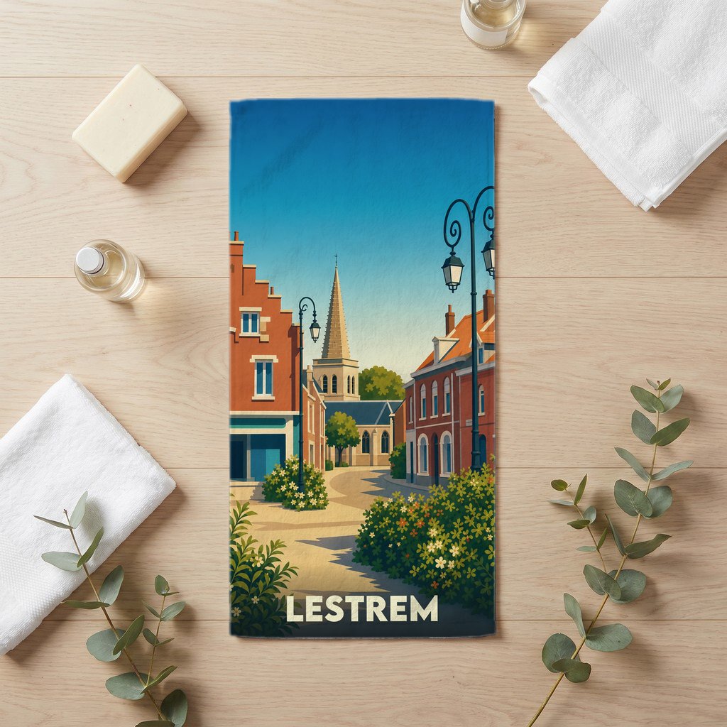 Serviette de bain 30 cm x 60 cm souvenir de Lestrem