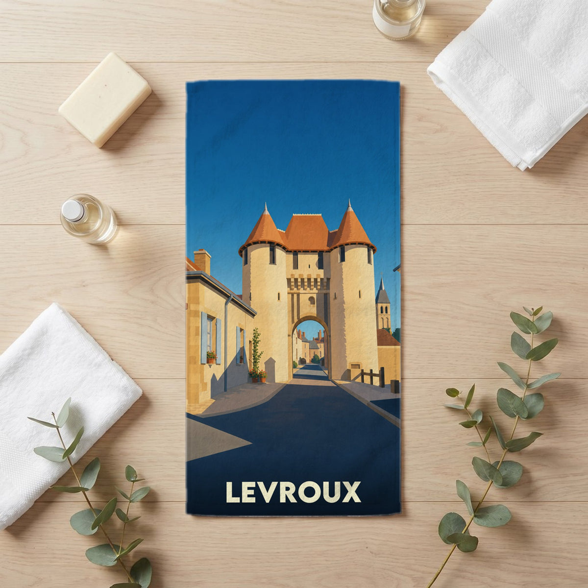 Serviette de bain 30 cm x 60 cm souvenir de Levroux