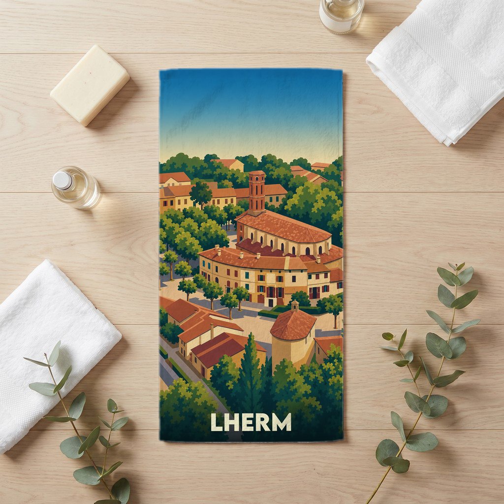 Serviette de bain 30 cm x 60 cm souvenir de Lherm