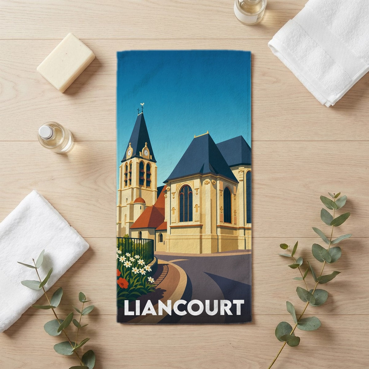 Serviette de bain 30 cm x 60 cm souvenir de Liancourt