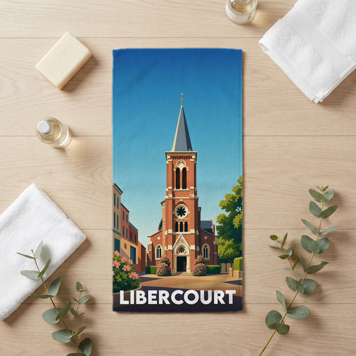 Serviette de bain 30 cm x 60 cm souvenir de Libercourt