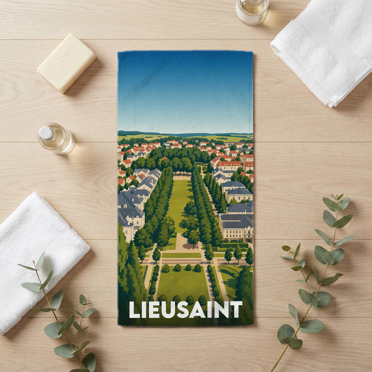 Serviette de bain 30 cm x 60 cm souvenir de Lieusaint