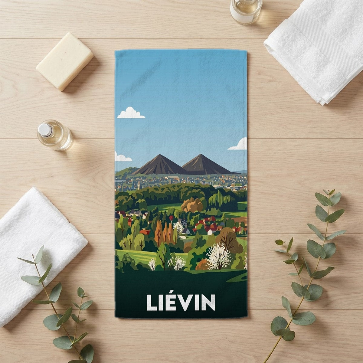 Serviette de bain 30 cm x 60 cm souvenir de Liévin