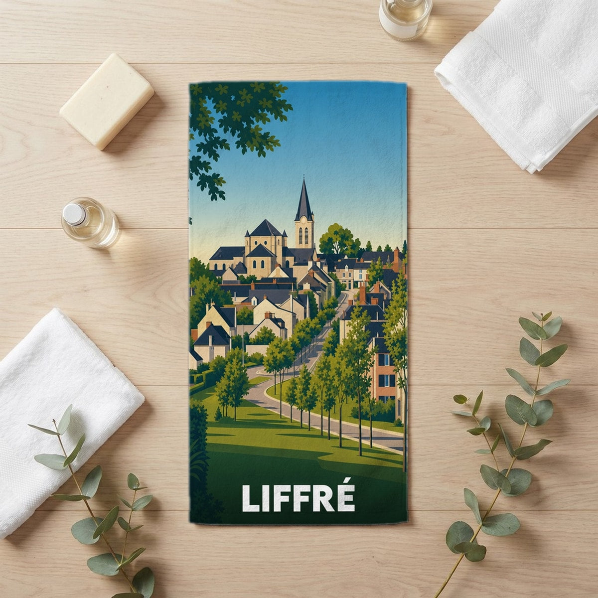 Serviette de bain 30 cm x 60 cm souvenir de Liffré