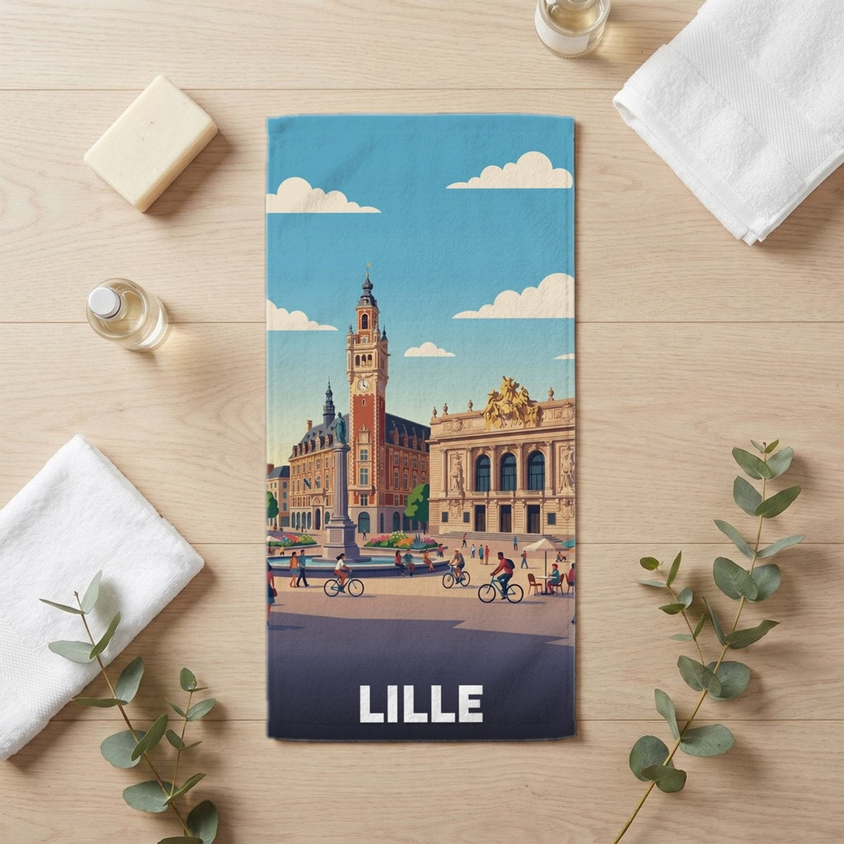 Serviette de bain 30 cm x 60 cm souvenir de Lille