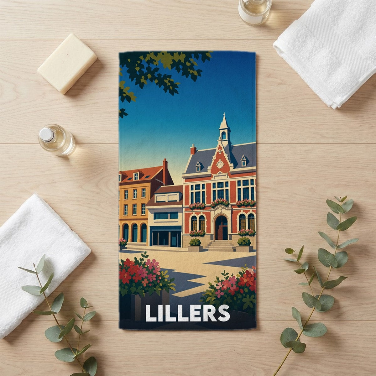 Serviette de bain 30 cm x 60 cm souvenir de Lillers