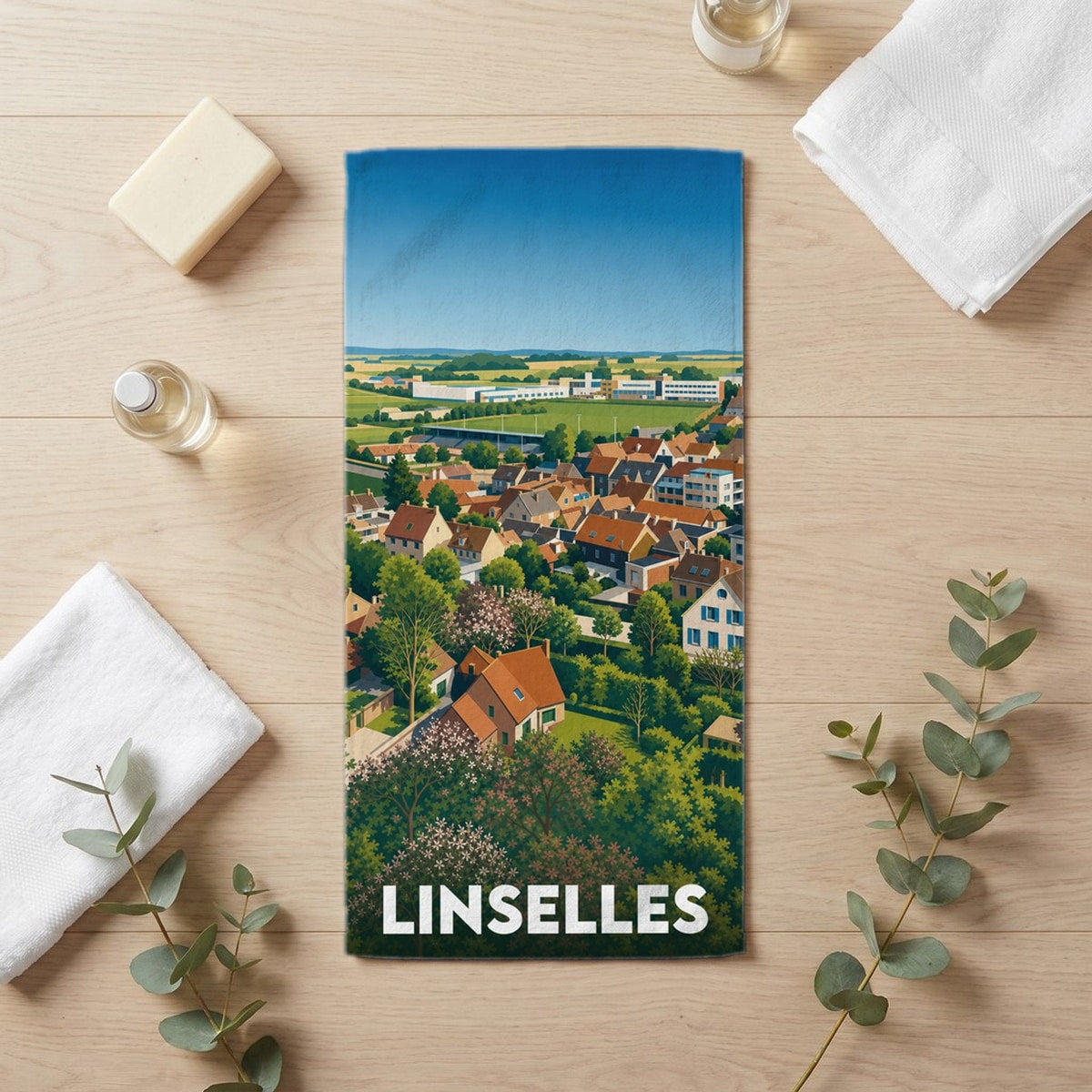 Serviette de bain 30 cm x 60 cm souvenir de Linselles
