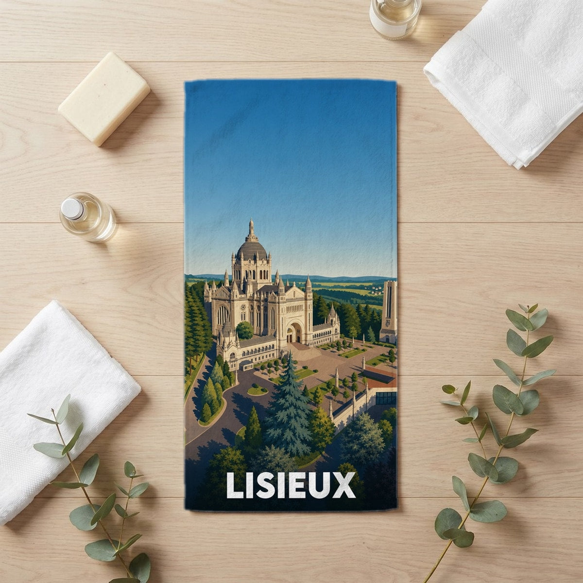 Serviette de bain 30 cm x 60 cm souvenir de Lisieux