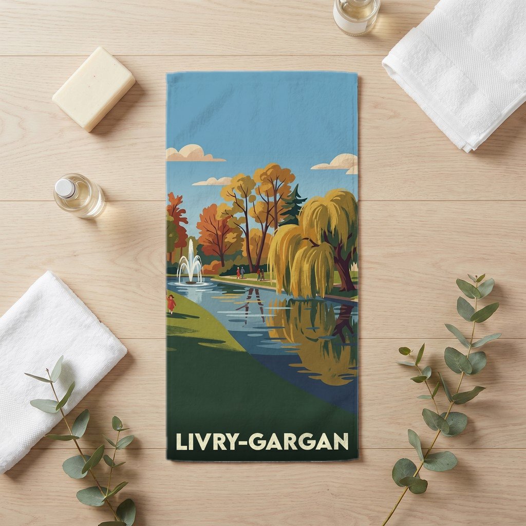 Serviette de bain 30 cm x 60 cm souvenir de Livry-Gargan