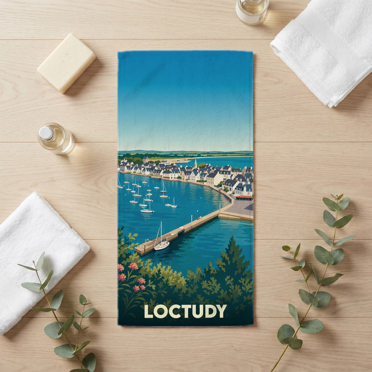 Serviette de bain 30 cm x 60 cm souvenir de Loctudy