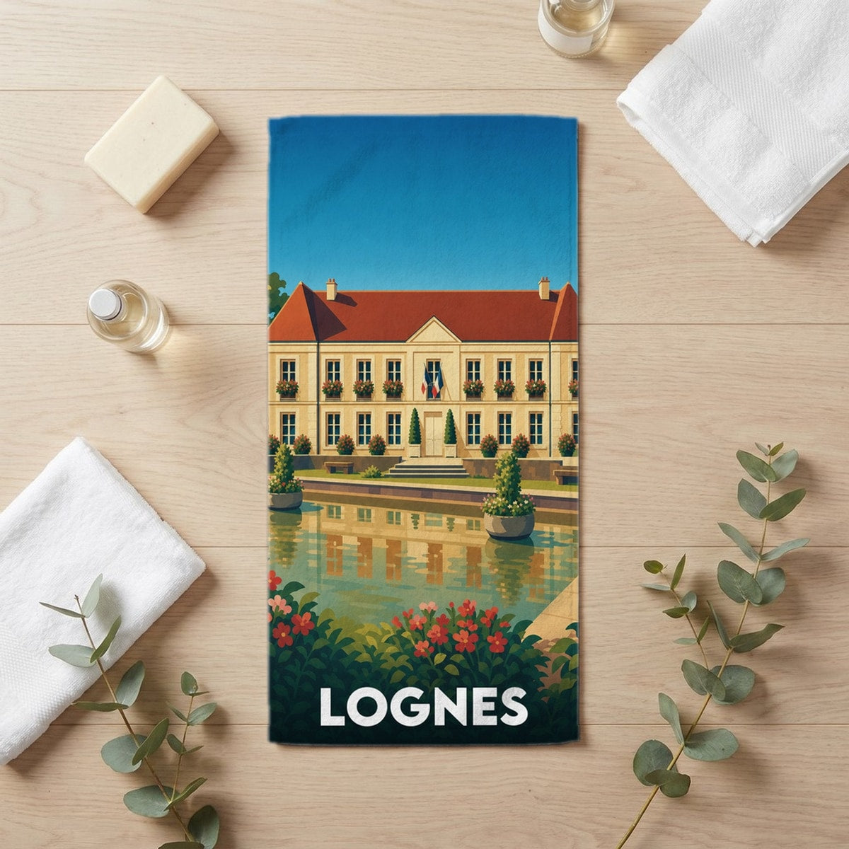 Serviette de bain 30 cm x 60 cm souvenir de Lognes