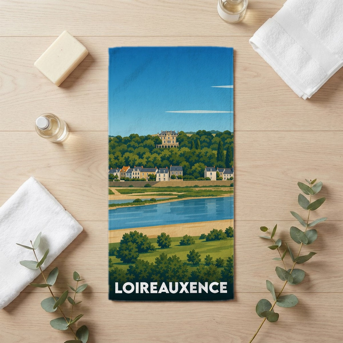 Serviette de bain 30 cm x 60 cm souvenir de Loireauxence