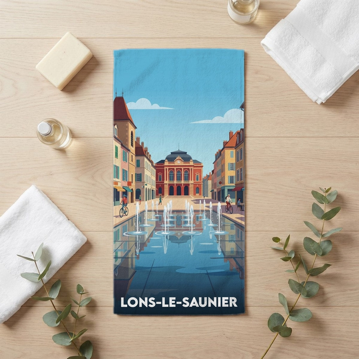Serviette de bain 30 cm x 60 cm souvenir de Lons-le-Saunier