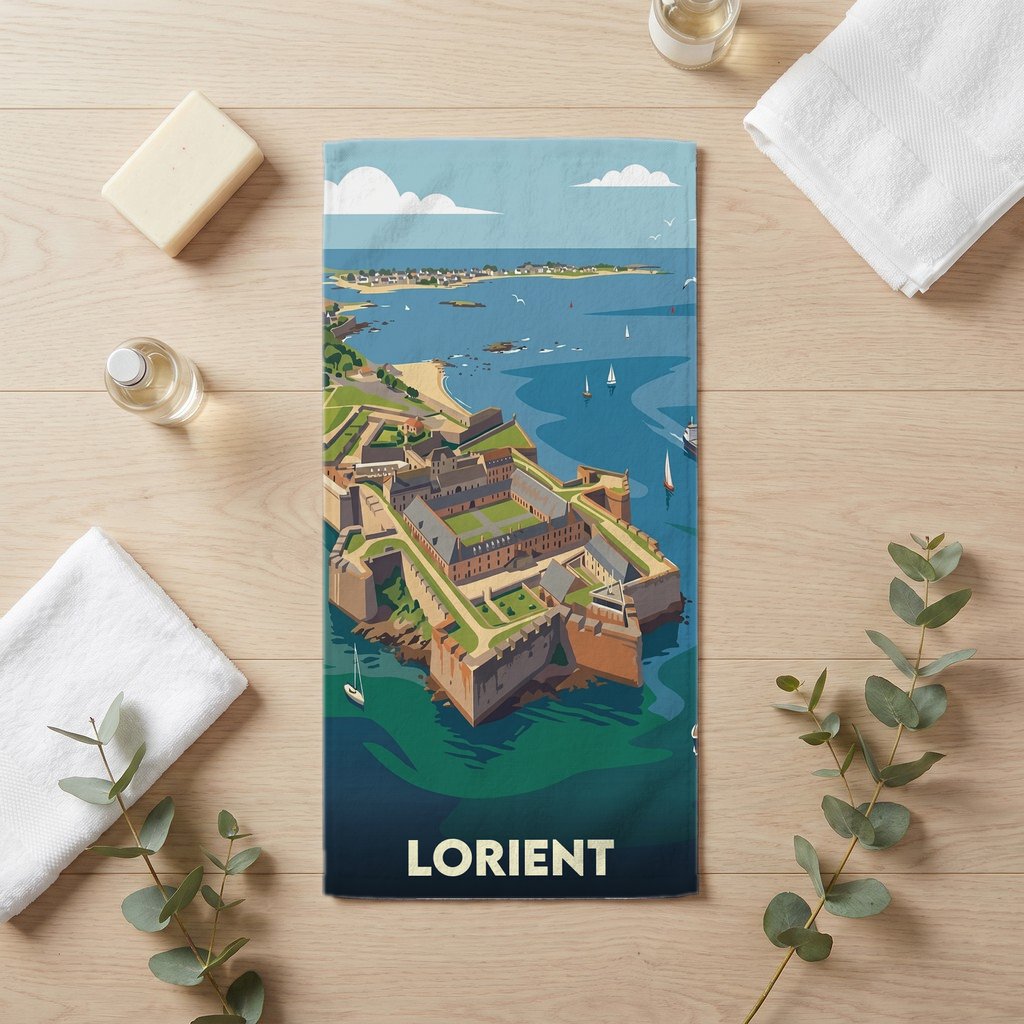 Serviette de bain 30 cm x 60 cm souvenir de Lorient