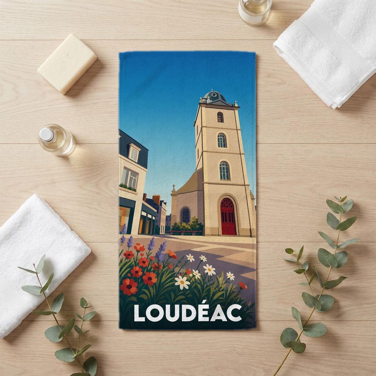 Serviette de bain 30 cm x 60 cm souvenir de Loudéac