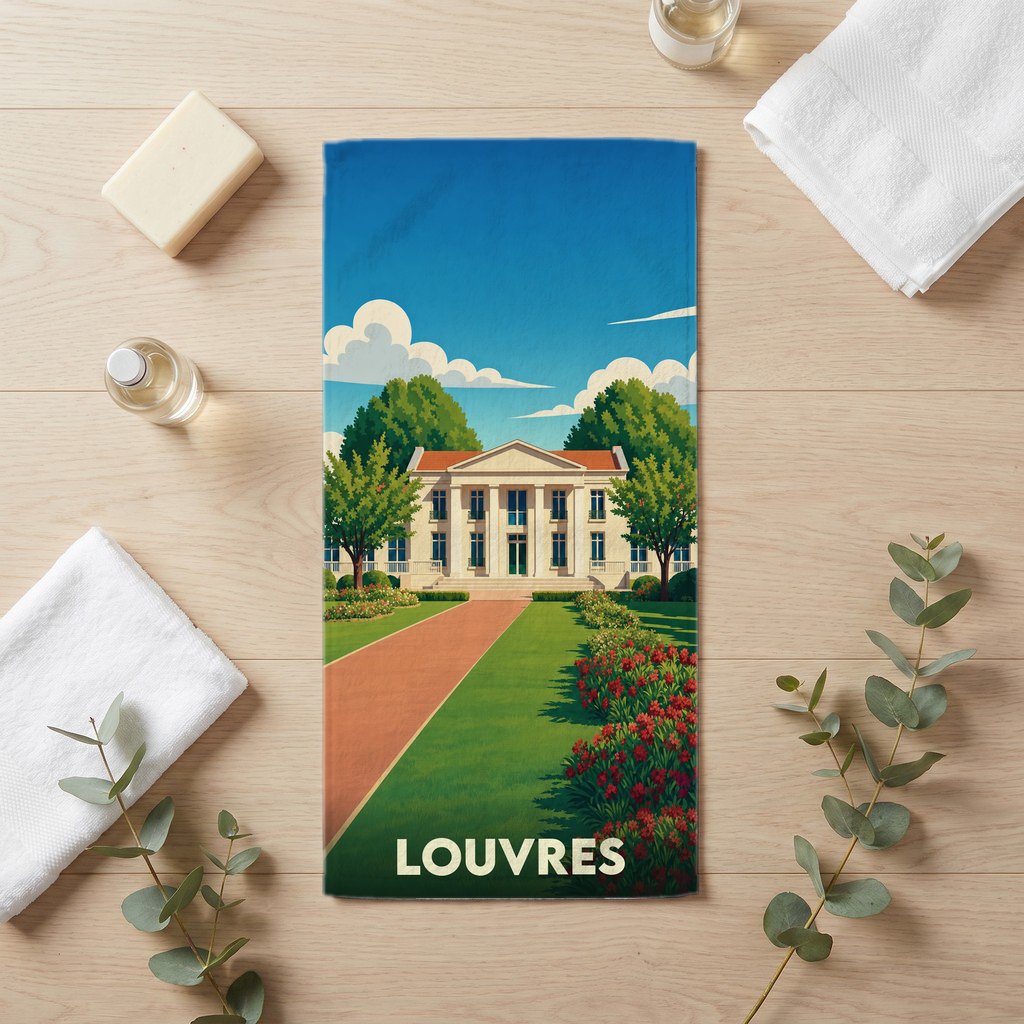 Serviette de bain 30 cm x 60 cm souvenir de Louvres