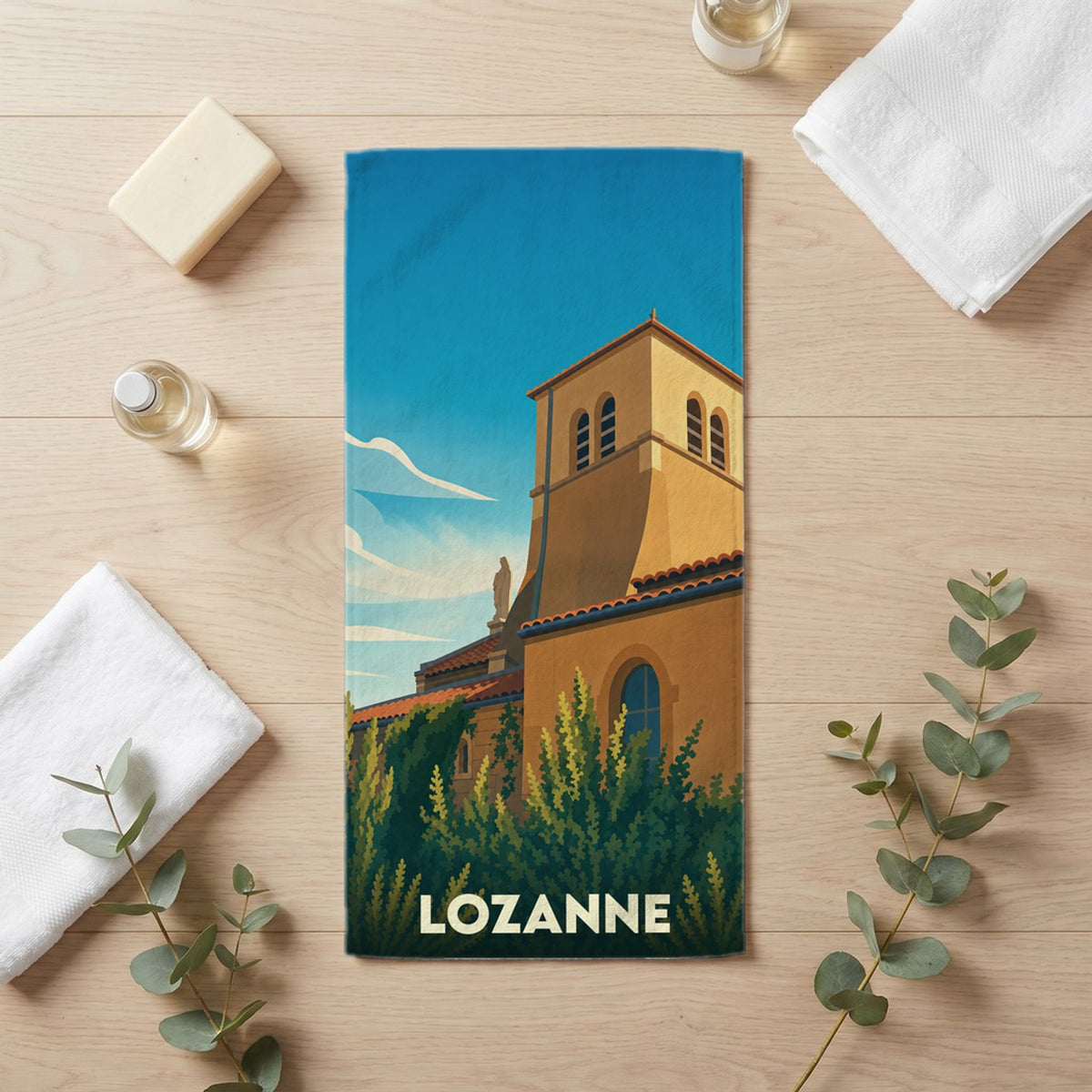 Serviette de bain 30 cm x 60 cm souvenir de Lozanne