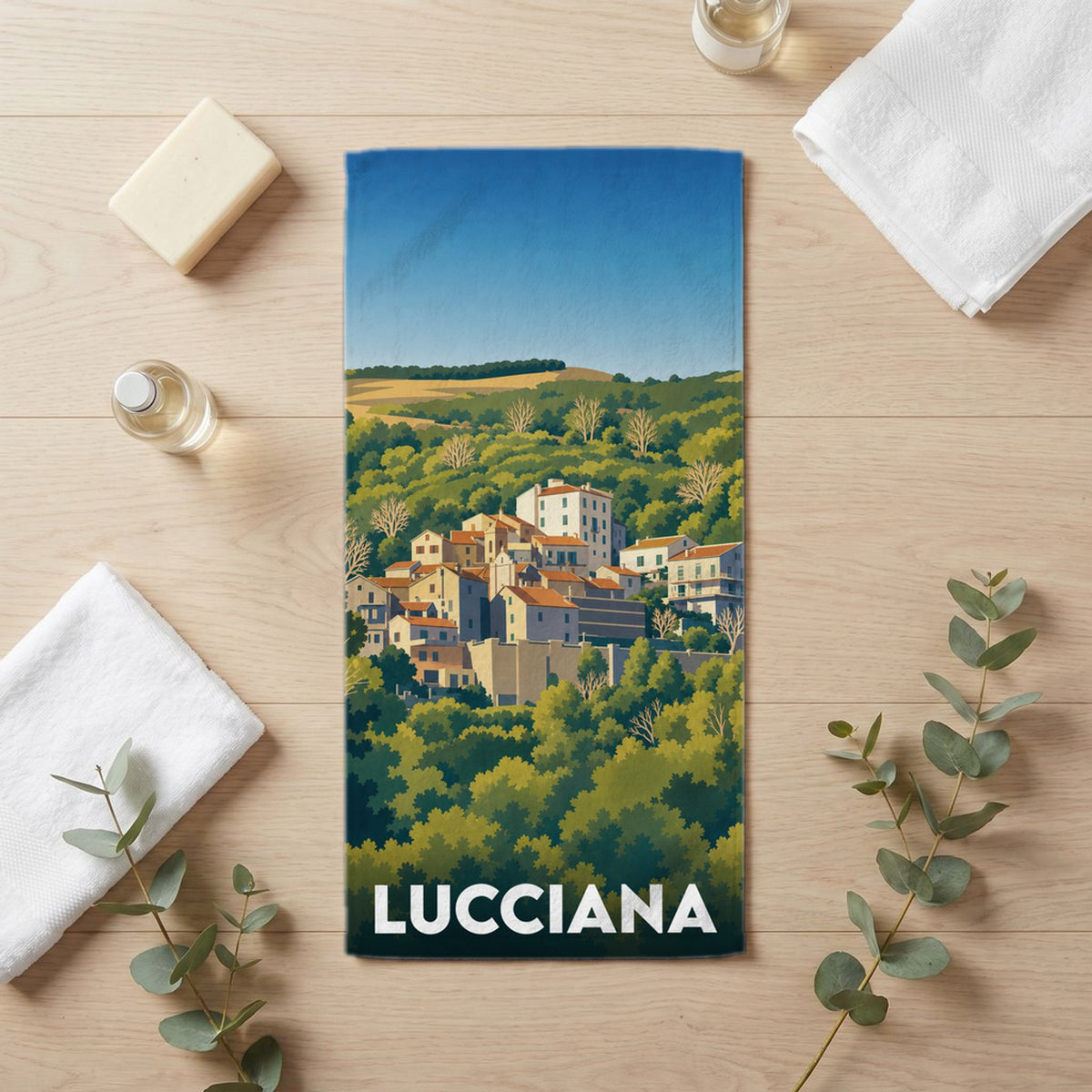 Serviette de bain 30 cm x 60 cm souvenir de Lucciana