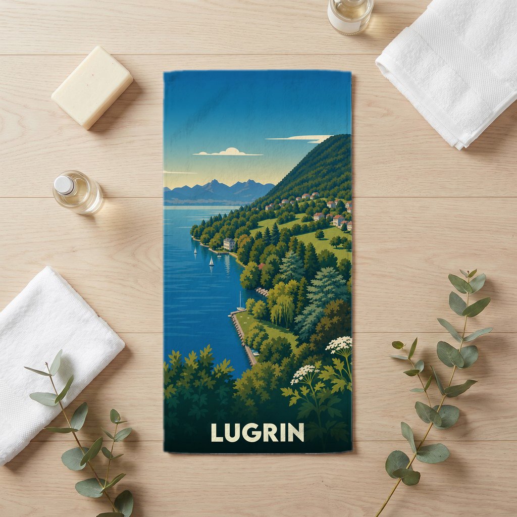 Serviette de bain 30 cm x 60 cm souvenir de Lugrin