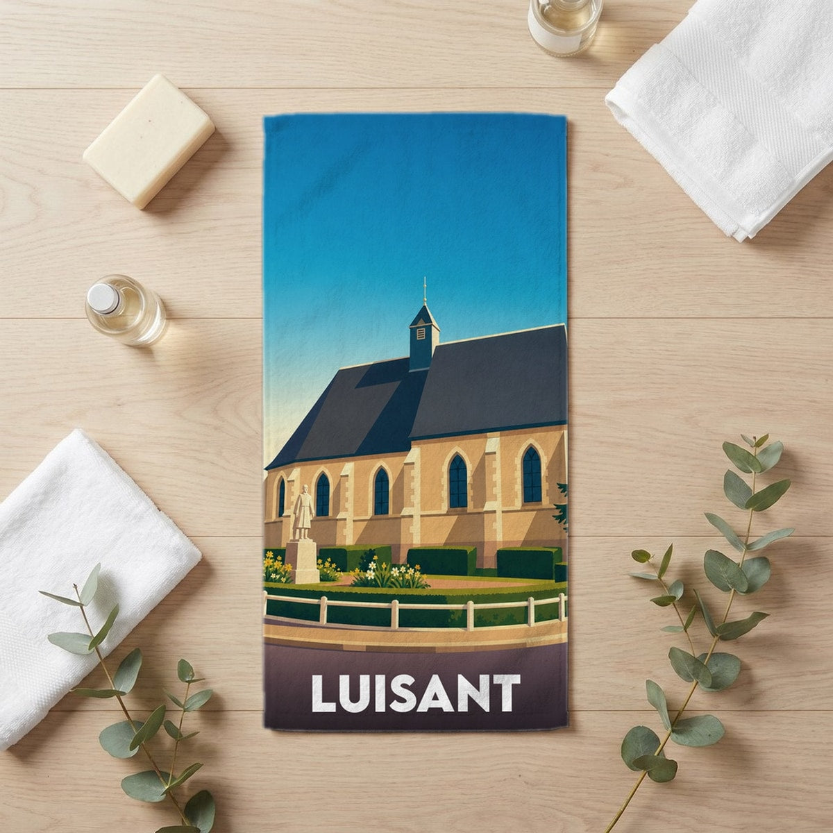 Serviette de bain 30 cm x 60 cm souvenir de Luisant