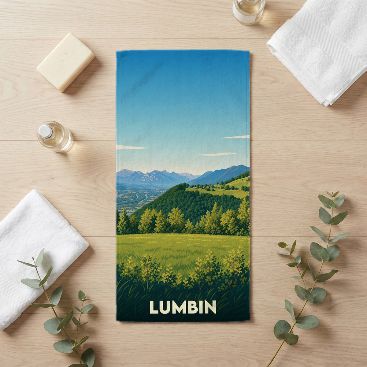 Serviette de bain 30 cm x 60 cm souvenir de Lumbin