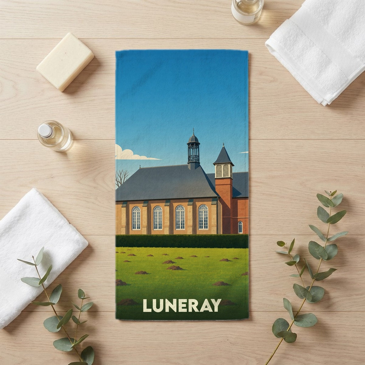 Serviette de bain 30 cm x 60 cm souvenir de Luneray