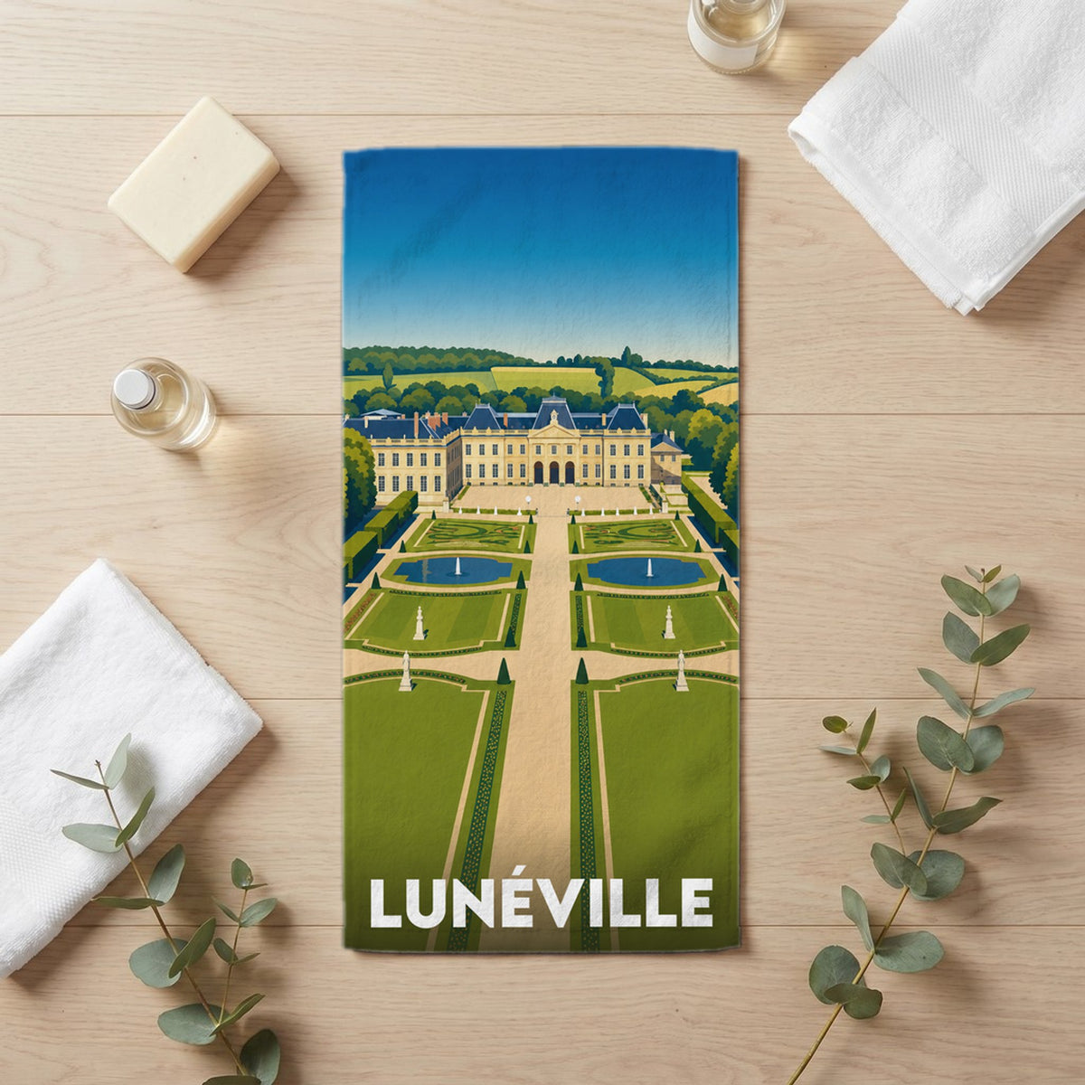 Serviette de bain 30 cm x 60 cm souvenir de Lunéville