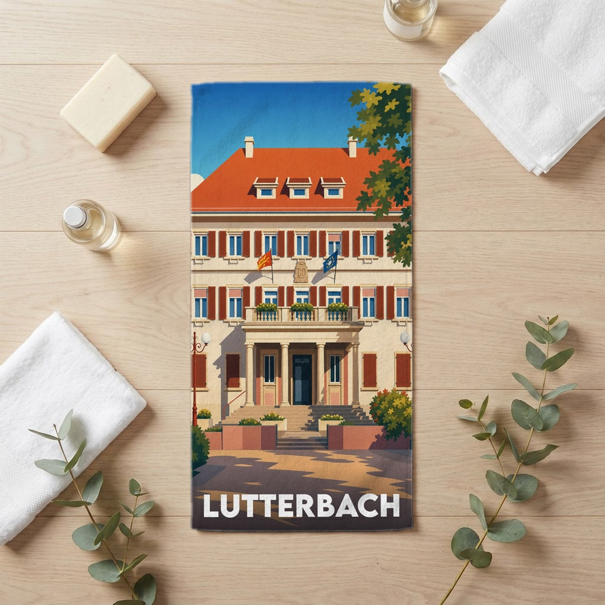 Serviette de bain 30 cm x 60 cm souvenir de Lutterbach