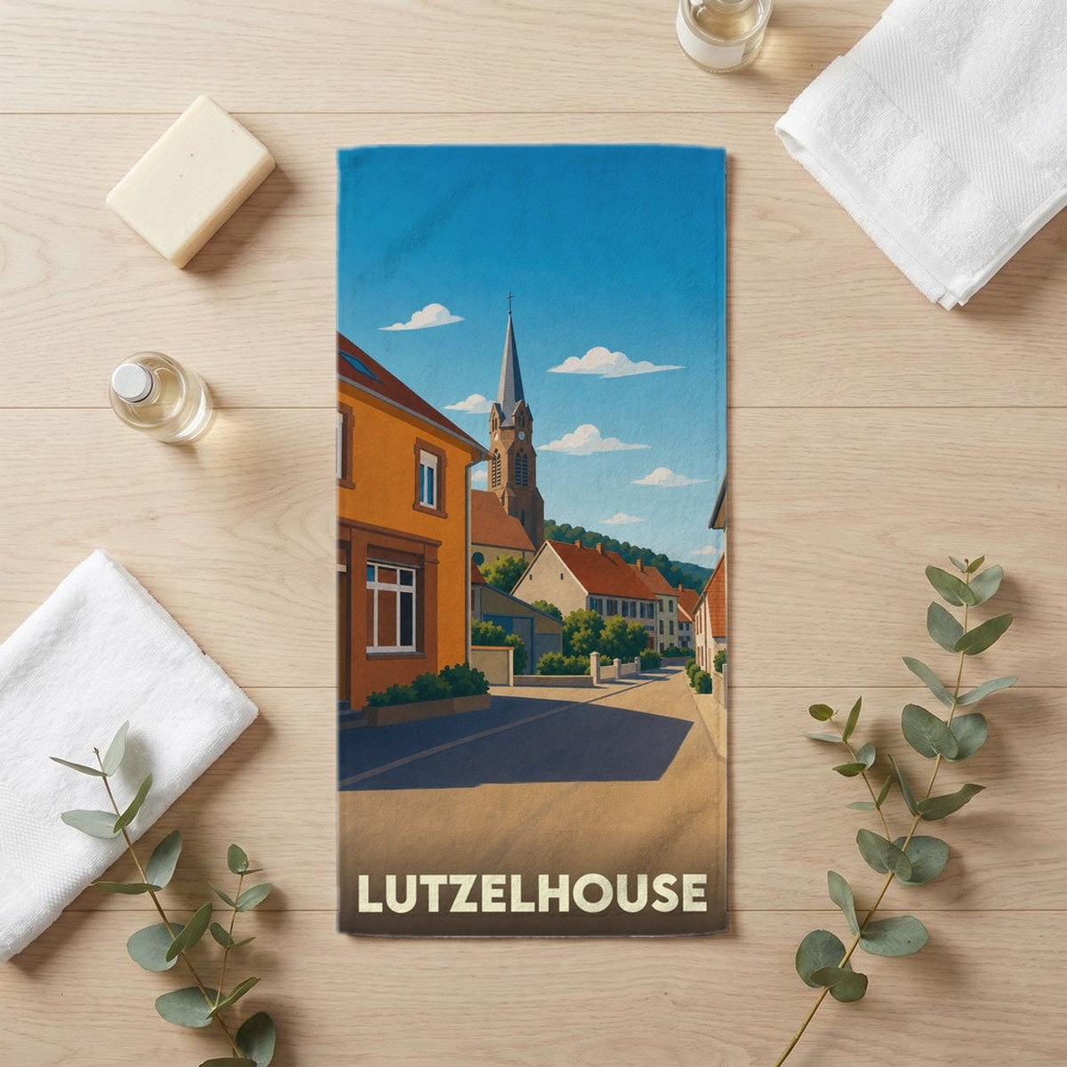 Serviette de bain 30 cm x 60 cm souvenir de Lutzelhouse
