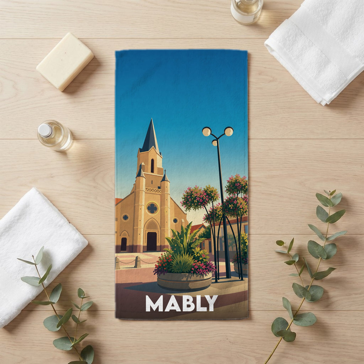 Serviette de bain 30 cm x 60 cm souvenir de Mably