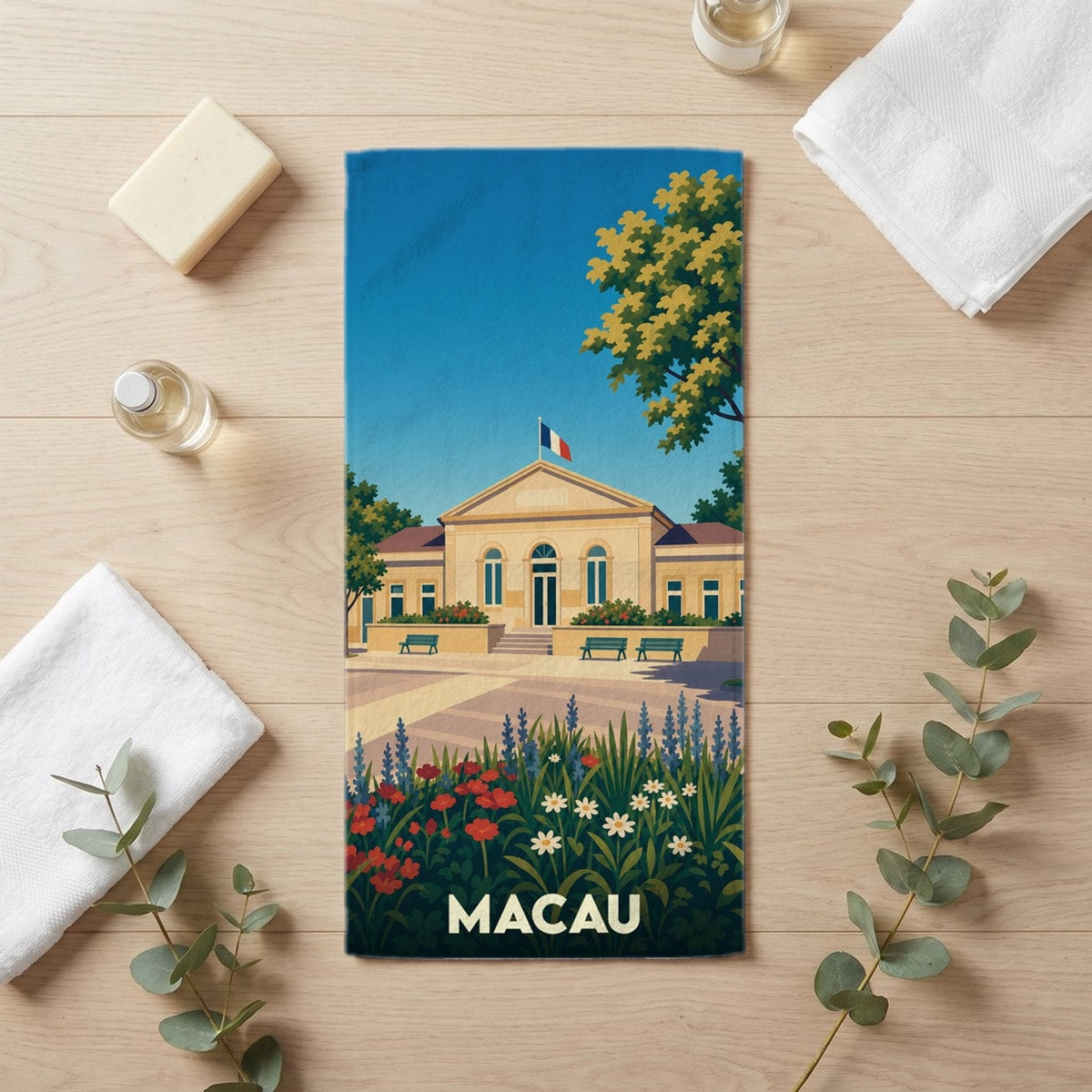 Serviette de bain 30 cm x 60 cm souvenir de Macau