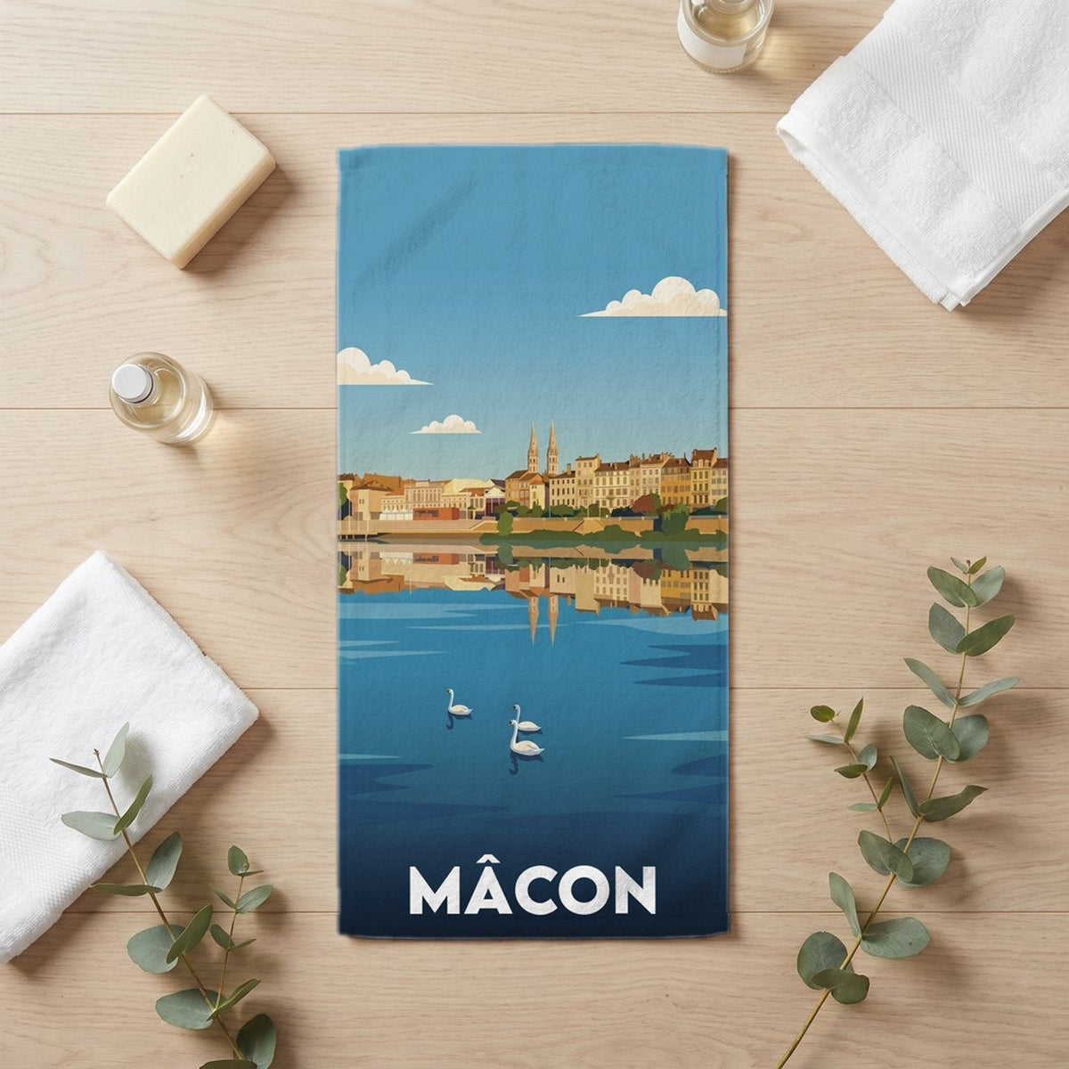 Serviette de bain 30 cm x 60 cm souvenir de Mâcon