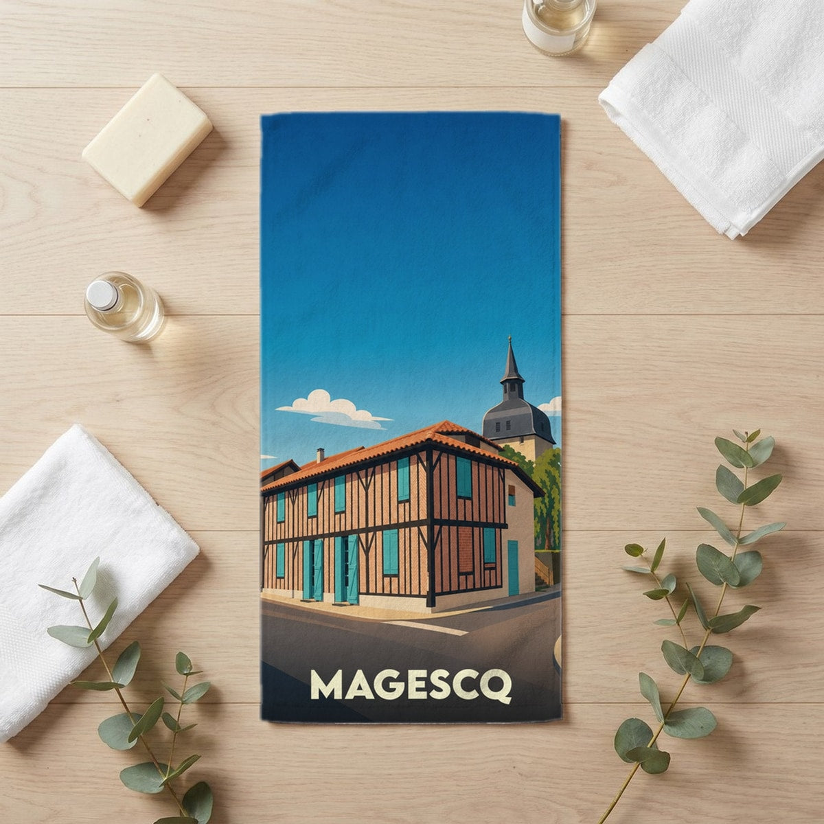 Serviette de bain 30 cm x 60 cm souvenir de Magescq