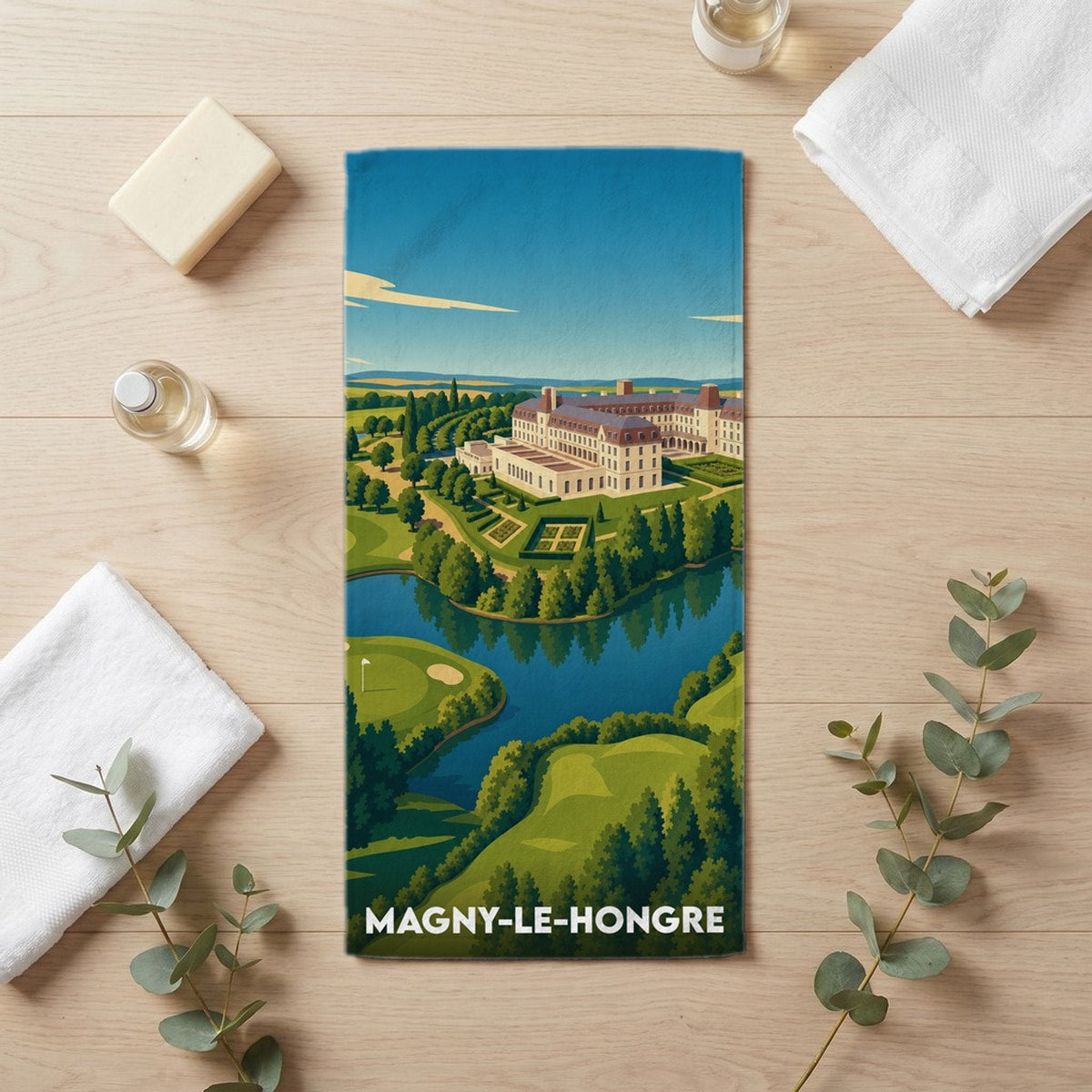 Serviette de bain 30 cm x 60 cm souvenir de Magny-le-Hongre